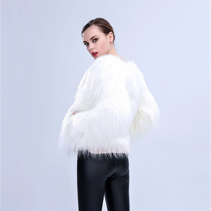2018Winter big Size Women's Fur Coat long hair imitation fur coat Christmas Halloween day cosplay nightclub party LED lightsJ912