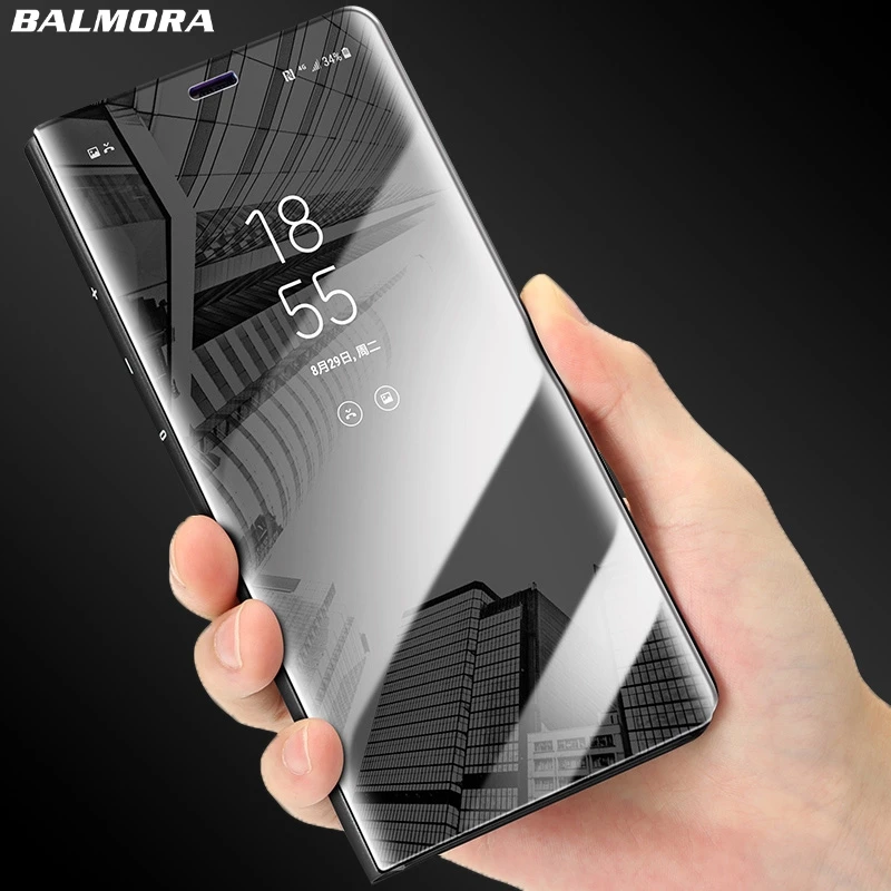 Зеркальный флип-чехол BALMORA с подставкой для Iphone 6 6s 7 8 Plus X прозрачный окошком