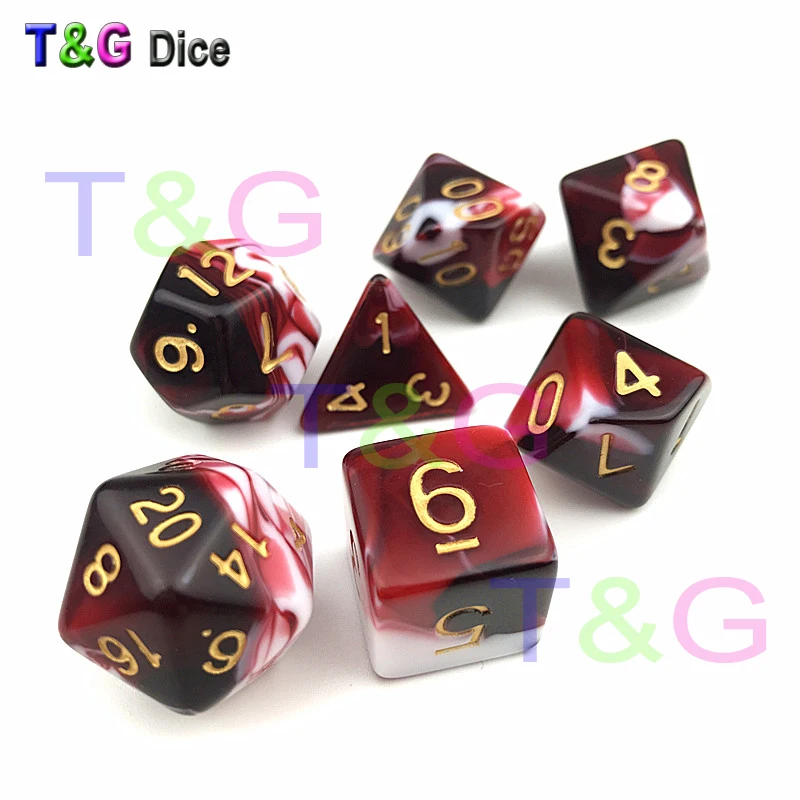 T& G высокое качество, цветные прозрачные и белые игральные кости, разноцветные D4-D20 для ролевых игр, настольных игр, Вечерние игры