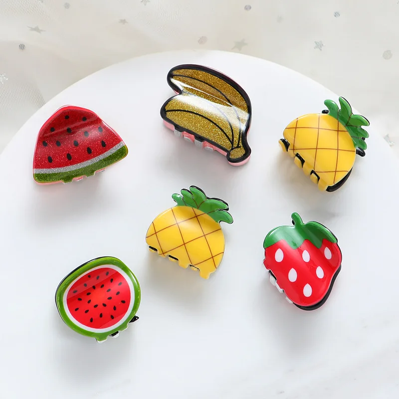 

2PCS Top Gripper Mini Acrylic Hair Claws Small Colored Fruit Girls Hairpins Women Hair Clip High Quality Kids Hair Accessories