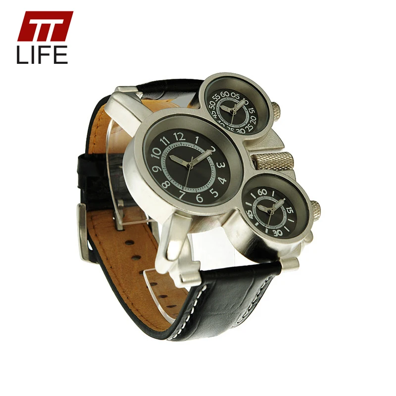 TTLIFE Неправильной Формы мужская Аналоговый Кварцевые Часы Кожаный Ремешок Моды
