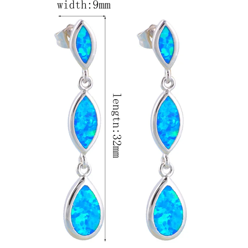 3.62 г романтический стиль Оптовая и розничная Синий огненный опал Серебро штамп