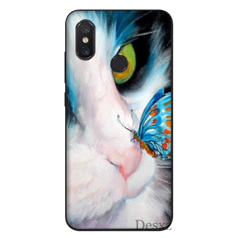 Mobile Phone Case For Xiaomi MiMAX3 6 8 9 10 SE A1 2 3 9T CC9 E Pro LiteSilicone Cover Butterfly Stand On The Cat Nose Bag Shell | Мобильные
