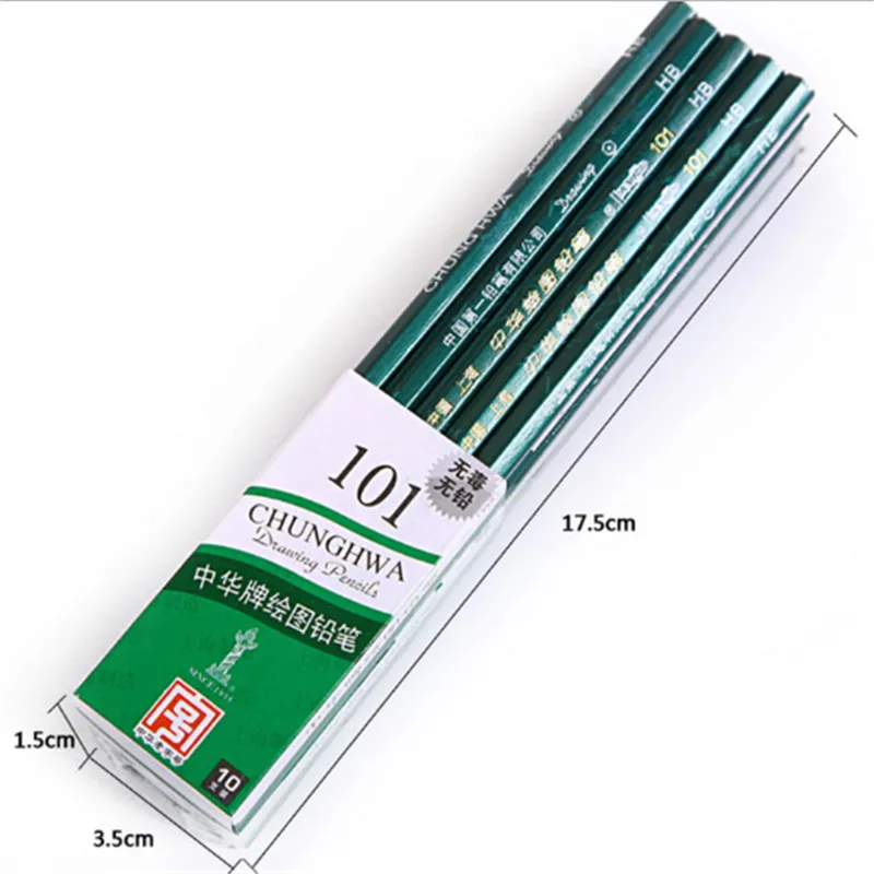 

10 pencils Made In ShangHai Non-Toxic Water-Soluble Pencils HB 2B Pencils Writing And Homework Professional Office Statione