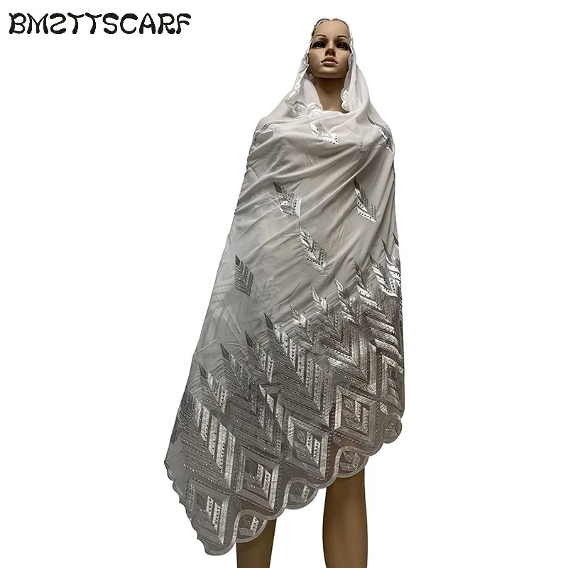 High Quality Chiffon Scarf mulim women embroidery chiffon splice tulle material big size scarf for shawls BM742 | Аксессуары для