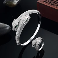 fateama luxury brand double leopard inverted bangle for accessories perfect cubic zircon wedding jewelry women braceletbangles