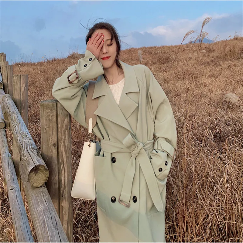 New Arrival 2019 Big Size Teenager Casual Trench Coat With Belt Women's Spring Autumn Long Raincoat Female Outwear 770 | Женская