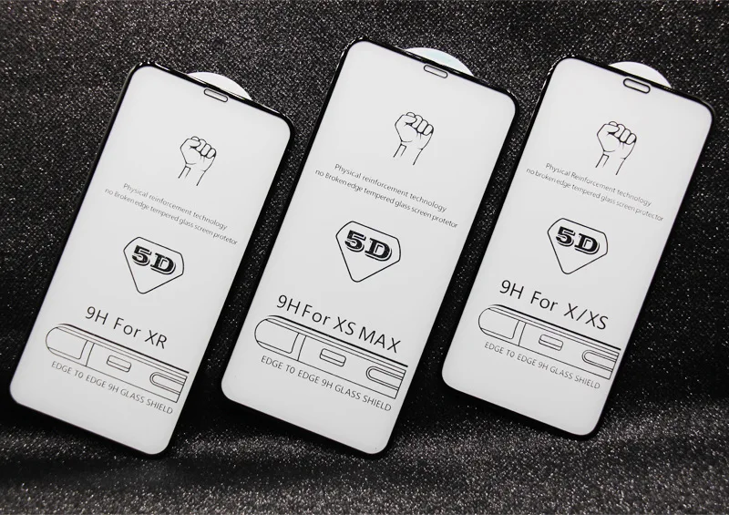 

50pcs DHL Tempered Glass 5D Full Screen Coverage For iPhone 11 Pro MAX XS XR MAX X Screen Protector Glass 9H Curved Edge