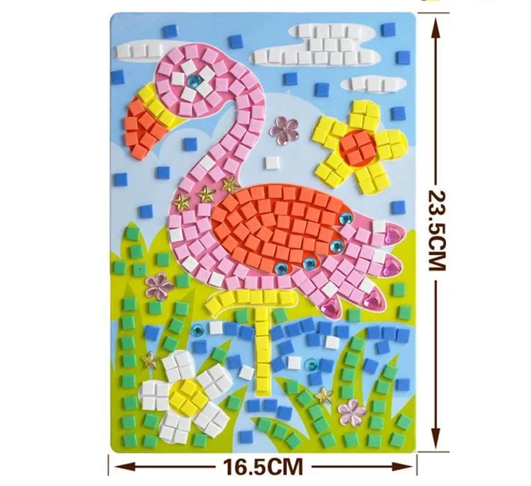 Crowned Crane 3D мультфильм EVA, мозаичный креативный стикер крафт игра-головоломка детский сад Обучающие Игрушки для раннего развития для детей подарок - Цвет: Crowned Crane