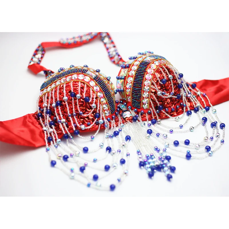 New Stage Performance Belly Dance Costumes 2 Oriental Style Sequins Beaded Top Bras and Belts. | Тематическая одежда и