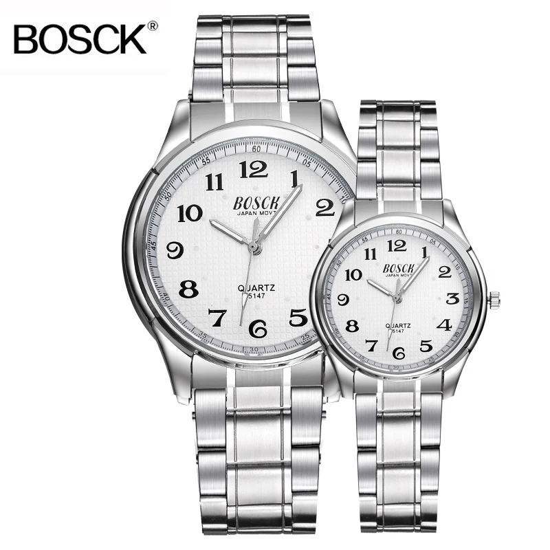 BOSCK, Топ бренд, часы, сталь, мужские, кварцевые, простые часы, пара часов, повседневные, нержавеющая сталь, наручные часы для мужчин и женщин, унисекс, Saat