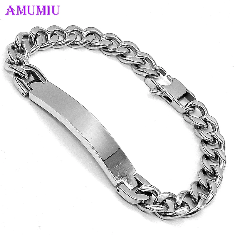 

AMUMIU Men Jewelry Clearance Fashion Bracelet Stainless Steel Unisex Silver Color bracelets Link Byzantine Chain Bracelet B001