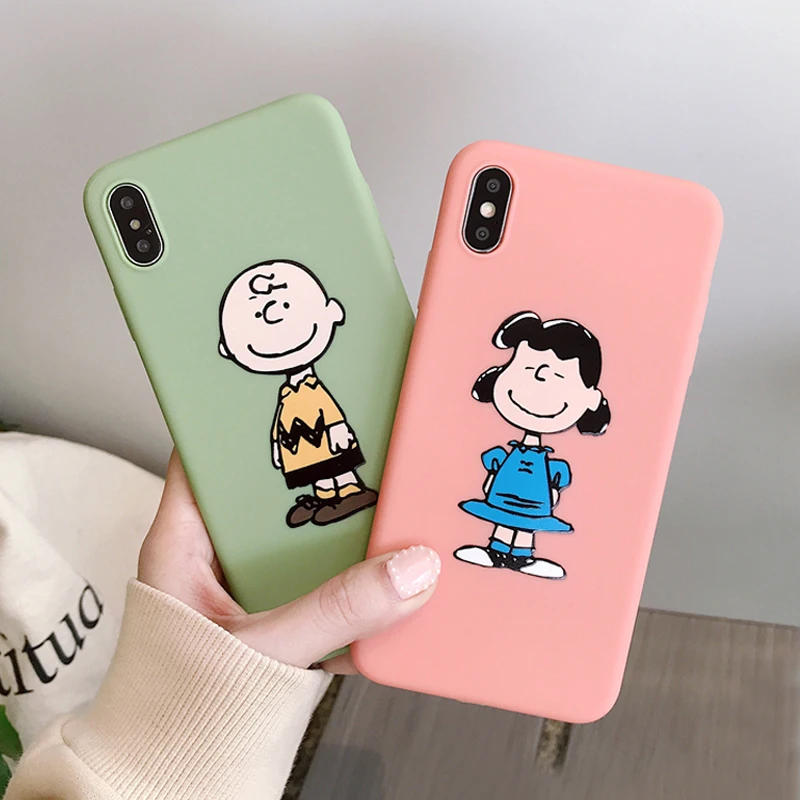 WOTP Couples Cute Cartoon Soft Silicone Phone Case For iPhone XR Cases XS Max X 7 6 6S 8 Plus INS Back Cover Coque |