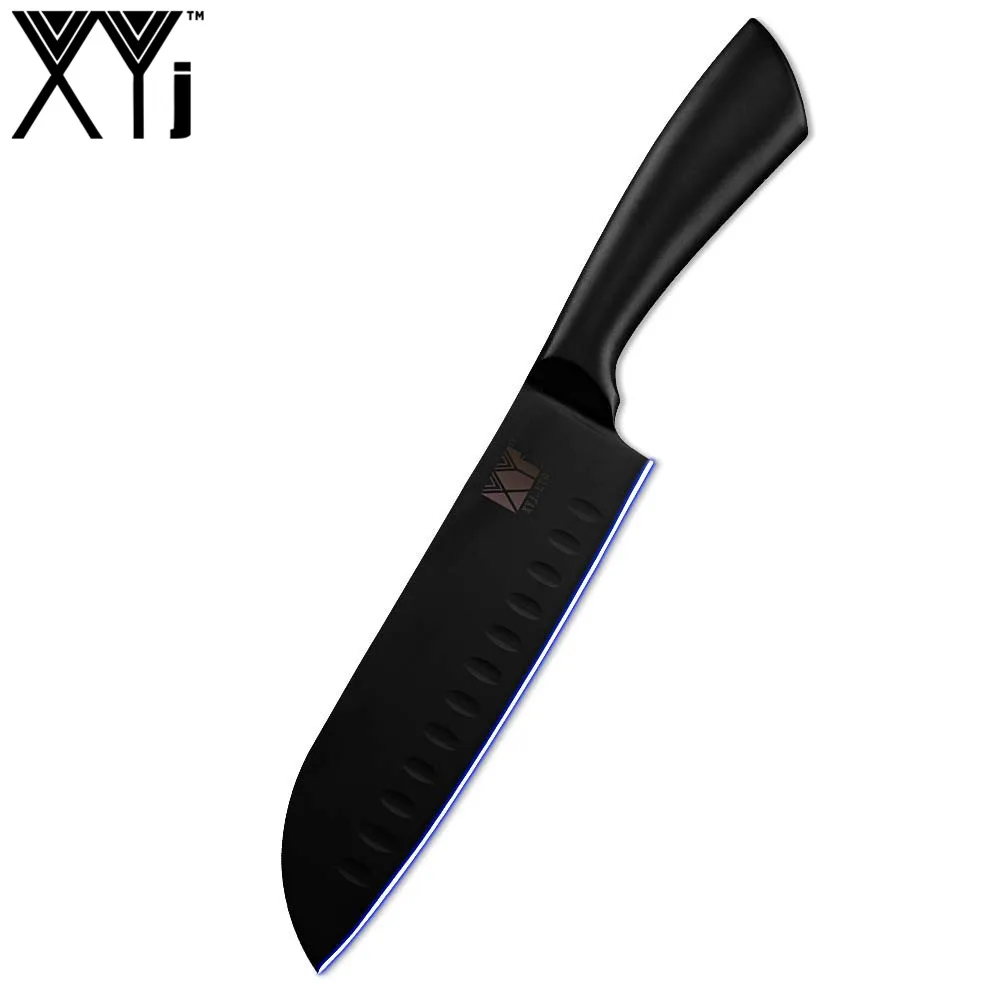 E.7 inch Santoku Нож xyj инструменты столовые приборы точилка для кухонных ножей держатель Блок ножницы из нержавеющей стали нож японский нож кухонные принадлежности - Цвет: E.7 inch Santoku