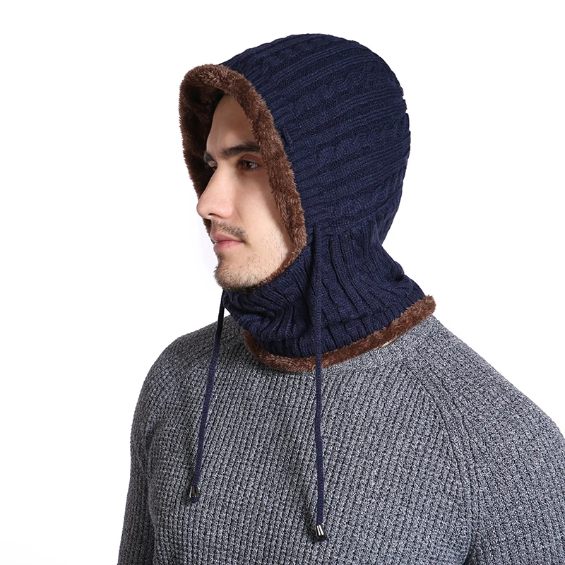 Хлопковая Меховая зимняя шапка вязаная мужской шарф уличные шапочки облегающие
