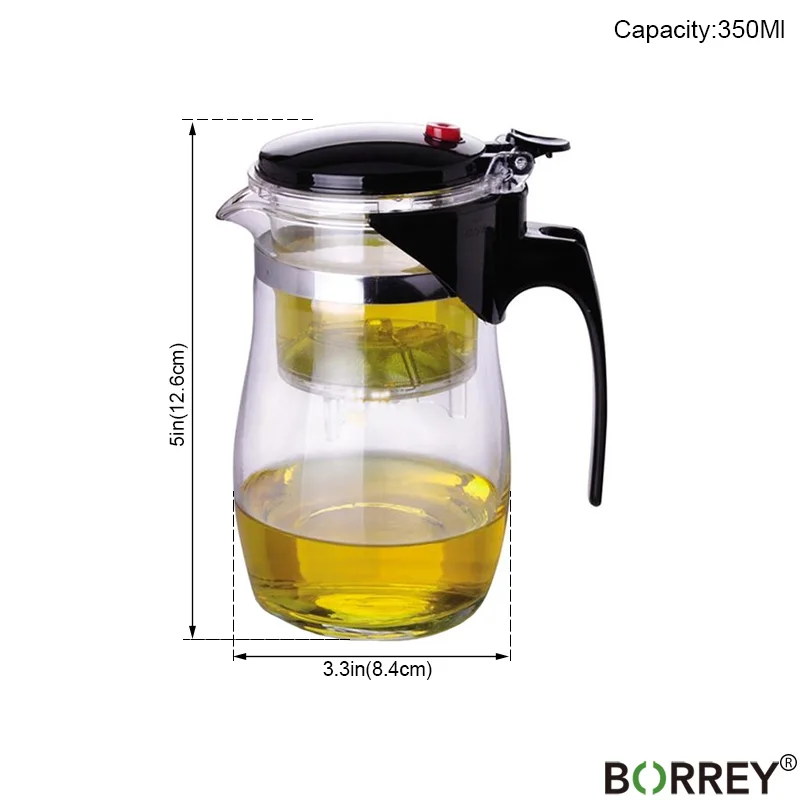 350Ml Teapot BORREY термостойкий стеклянный чайник с фильтром для заварки Китайский кунг-фу Пуэр Улун чайник 500 мл Kamjove чайник для воды - Цвет: 350Ml Teapot