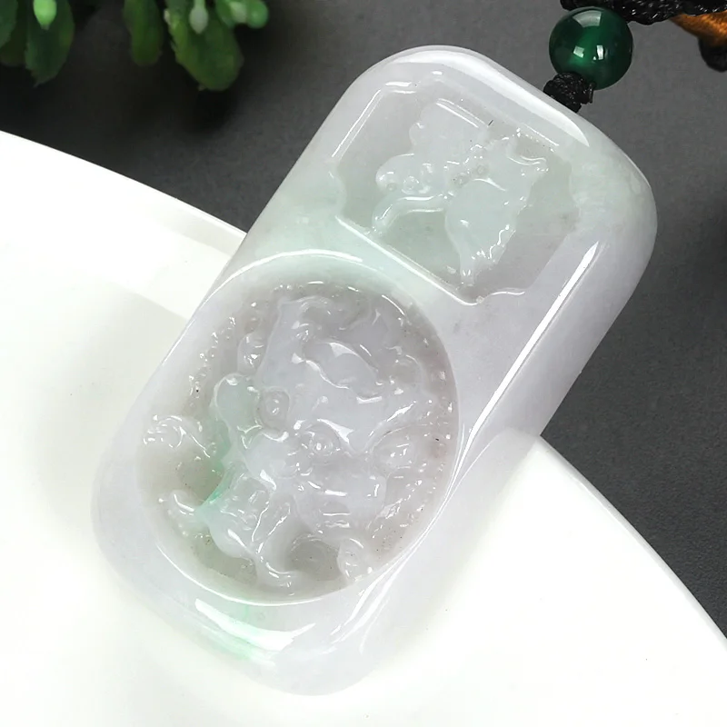Природные фиолетовый Jade Кулон Зодиака кран официальной анти злодей зло лаки|pendant