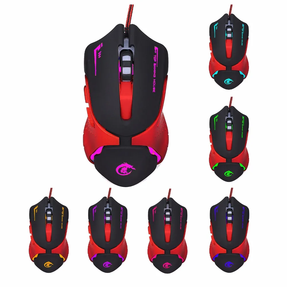 QUWIND 7 цветов дыхательный светильник игровая мышь Проводная игровая мышь оптическая USB игровая мышь 6 кнопок 3200 dpi Мышь