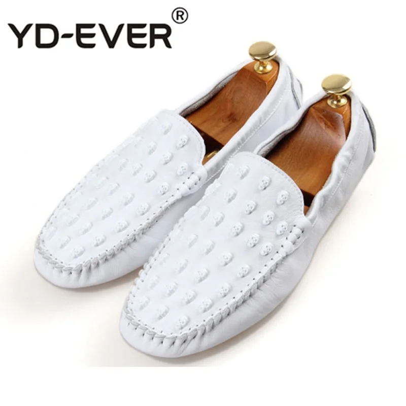 Rubber Soft Men Designer Leather Loafers New Skull Casual 2019 Slip On Genuine British Style Moccasins Shoes Real White Driving | Обувь
