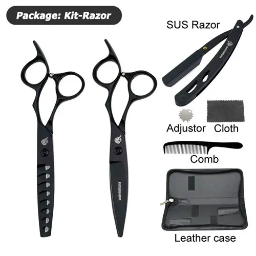 1 kit razor Univinlions 6 дюймов специальный дизайн Парикмахерские ножницы Профессиональные Парикмахерские ножницы японские ножницы парикмахерские ножницы комплект - Цвет: 1 kit razor