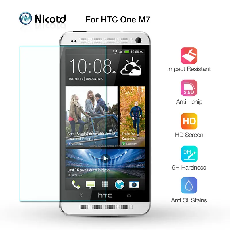 Для HTC One M7 закаленное стекло Оригинал 9H 2.5D защитная пленка M 7 801S 801E 801N 801D 802T 802D 802W