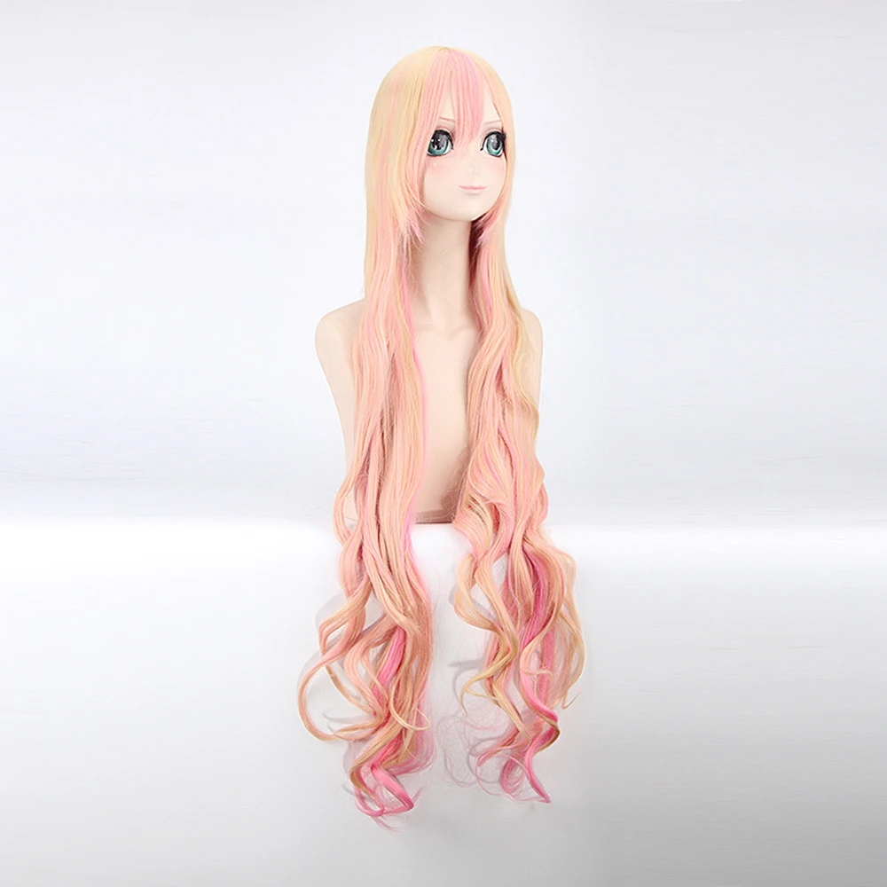 Парик для косплея Macross F Sheryl Nome полная челка 120 см женщин блонд розовый Омбре