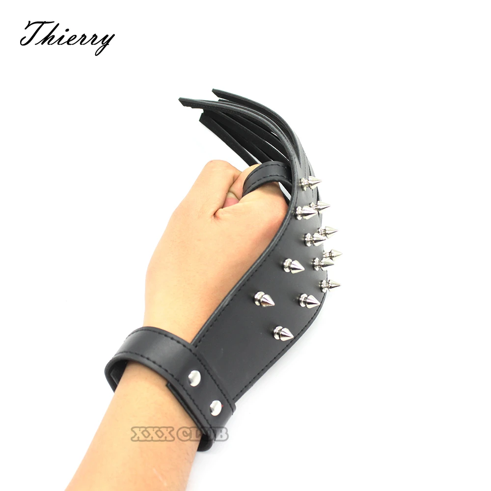Кожаные перчатки с заклепками кнут веслом кожа интимные товары для секса |
