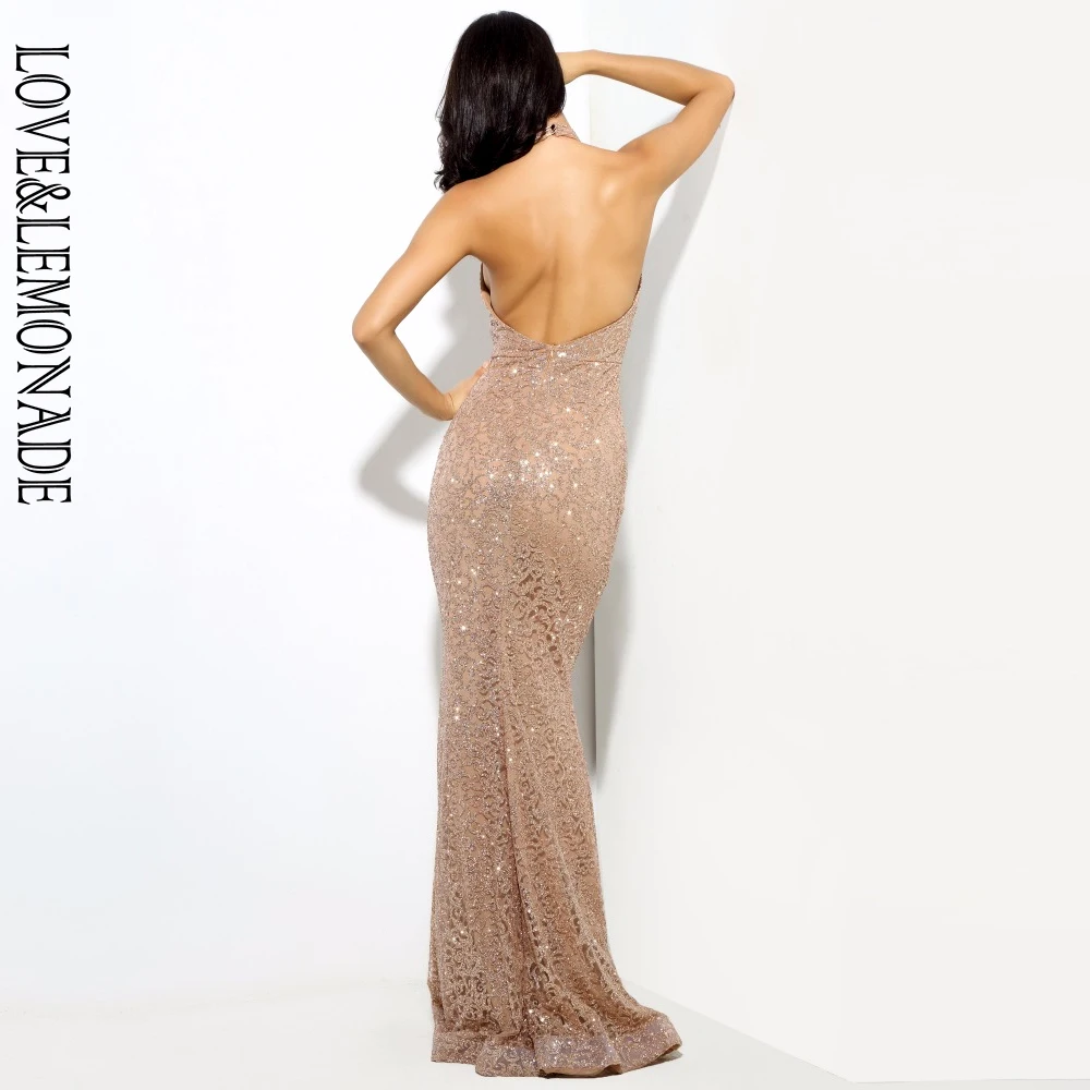 Длинные платья LOVE &amp LEMONADE LM80098 с золотыми цветами и розами | Женская одежда