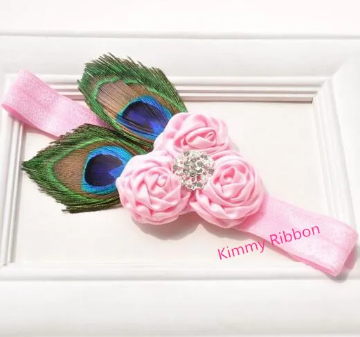 50 шт./лот винтажная повязка на голову с павлином перьями для девочек