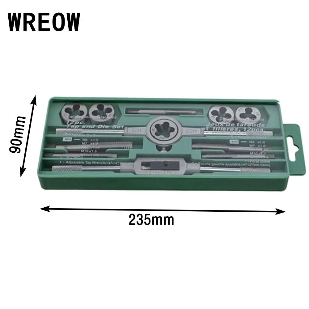 12pcs Metric Alloy Steel Tap Dies Screw Thread Plugs Taps Wire Tapping Threading M6 M7 M8 M10 M12 hand Tool set With Wrench | Инструменты