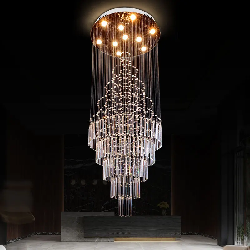 Современные хрустальные люстры Tubor Chandalier светильники для лестницы лампа