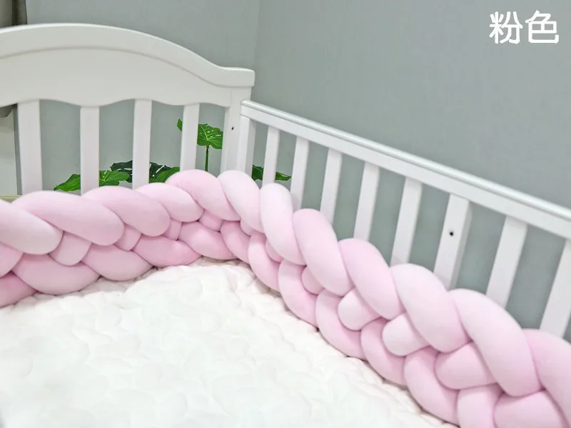 Pink 2 м 4 узел мягкая детская кровать детская кроватка с амортизатором по бокам 4 косы 2 метра Новорожденные бортики в детскую кровать Защитная кроватка Защитные подушки, постельные принадлежности для младенцев - Цвет: Pink