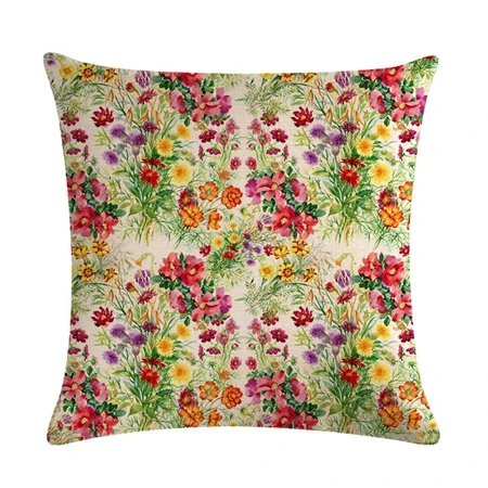 Cushion cover9 Винтажный Стиль масляной живописи цветочные чехлы для подушек Европейский ретро бабочки цветы декоративная Подушка Крышка бежевые льняные подушки Чехол - Цвет: Cushion cover9