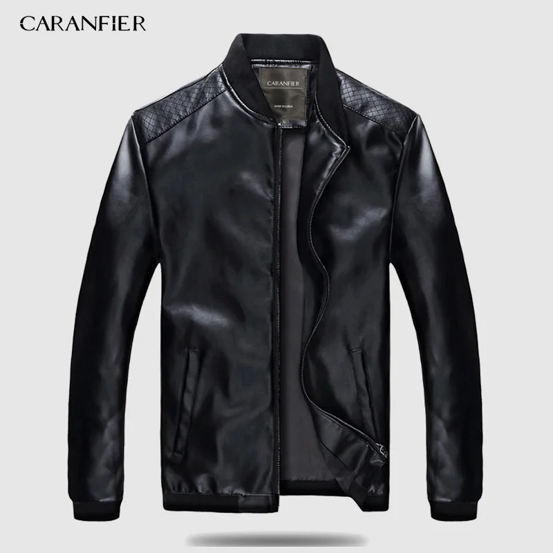 CARANFIER Мужские Кожаные Куртки из искусственной кожи, весенне-осенние тонкие пальто, байкерские панк брендовые мотоциклетные мужские классические куртки S-3XL