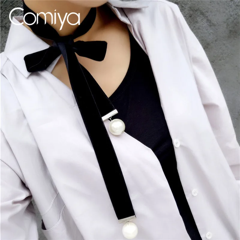 Comiya фланель имитация жемчуга Подвески белый черный длинная веревочная цепочка