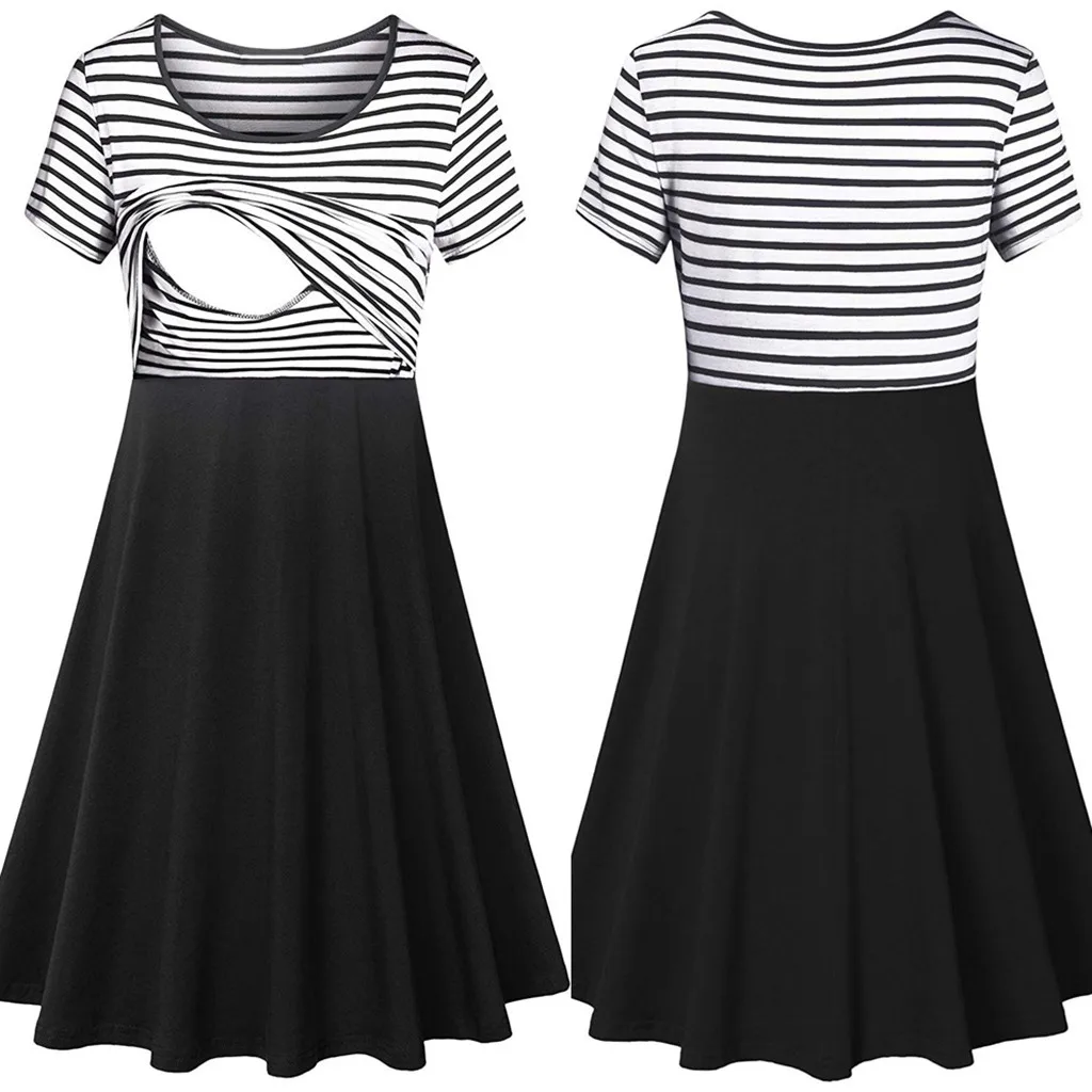 Платья для беременных женщин платье кормящих матерей полосатая летнее | Мать и