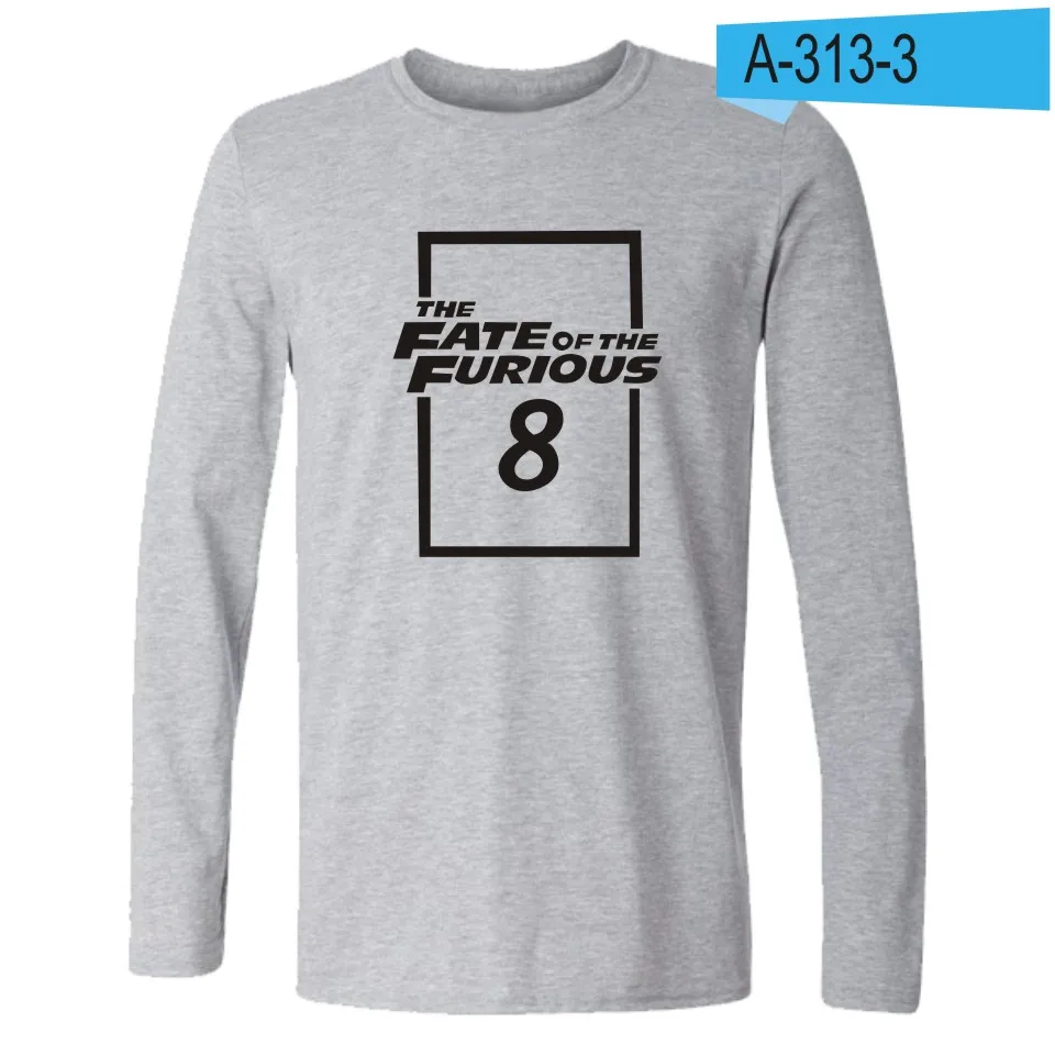 gray LUCKYFRIDAYF FATE of THE Furious 8 модные спортивные футболки с принтом для женщин и мужчин повседневная футболка футболки с длинными рукавами Топ - Цвет: gray