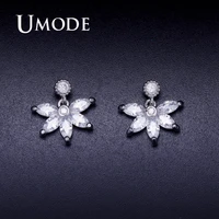 umode small flower stud earrings crystal for women fashion wedding clear cz jewelry accessories pendientes mujer moda ue0375
