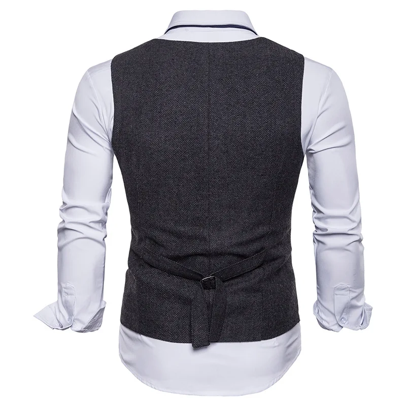 Модный костюм, жилет, мужской деловой жилет, Colete Masculino, жилет с узором в елочку, для фитнеса, без рукавов, пиджак, для свадьбы, мужской жилет XXL