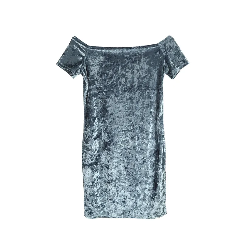

New summer Women Sexy velvet Bodycon Clubwear short Mini Dress off shoulder fashion solid short sleeve slim pencil mini dress