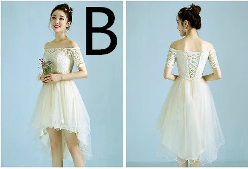 country style champagne high low off shoulder sleeved homecoming dresses new arrival short tulle dress at front long back | Свадьбы и