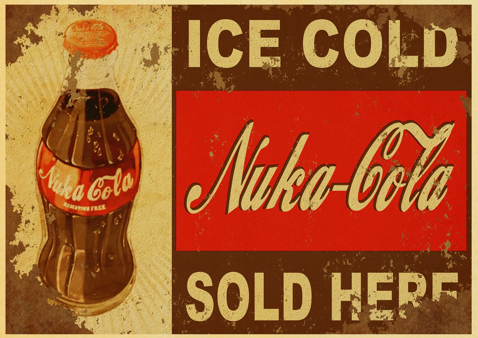 Винтажный бумажный постер Nuka Cola Fallout 2345 настенная живопись украшение для дома 42x30