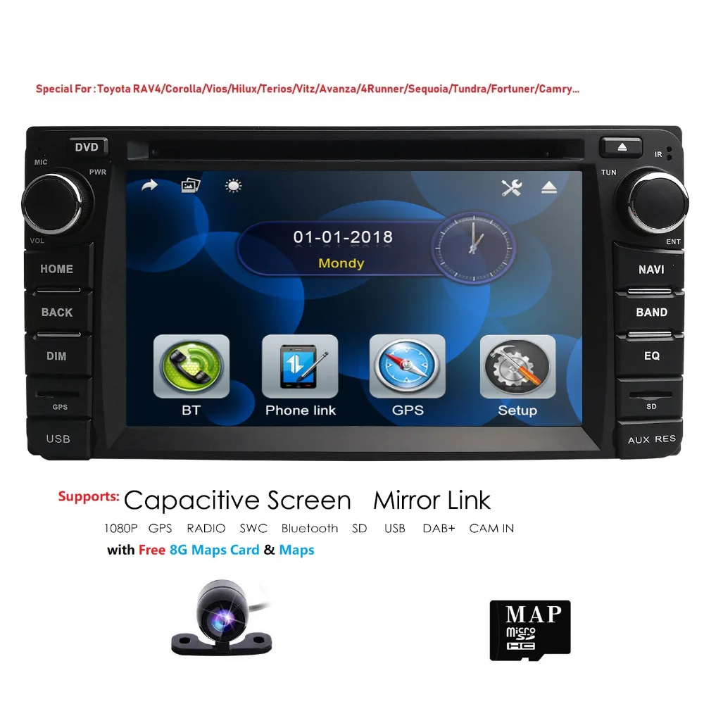 Hizpo 2DIN радио Автомобильный GPS DVD плеер универсальный для Toyota RAV4 CAMRY Echo Yaris HIACE AURIS