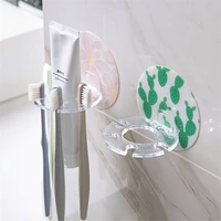 1pcs plastic toothbrush toothpast holders multi functional toothbrush wall mount rack bathroom tools set supply
