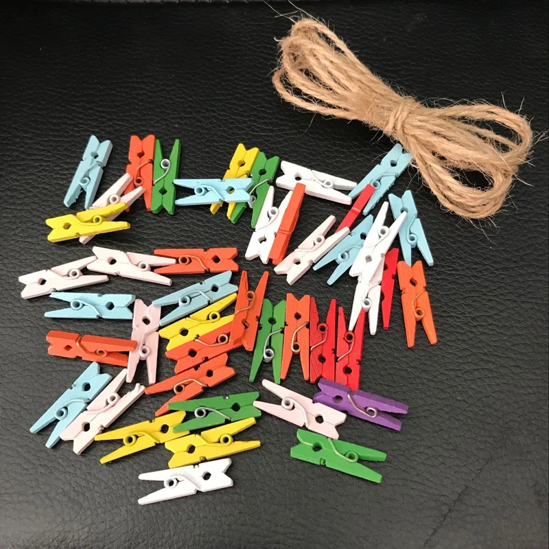 20 шт./упак. вечерние DIY украшения Цветной мини деревянная прищепка фотоальбом