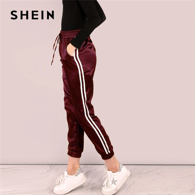 SHEIN Стильные Спортивные Брюки С Отделкой, Модные Спортивные Брюки С Полоской Сбоку
