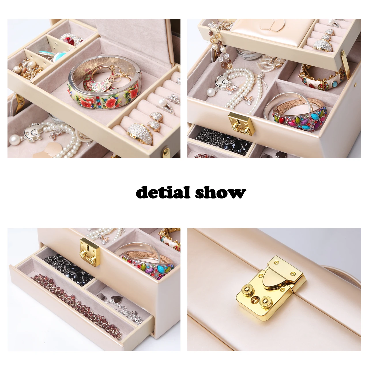 New Beauty Leather Jewelry Box Gift Packaging Display Large Exquisite Makeup Case Luxury Organizer Storage | Украшения и