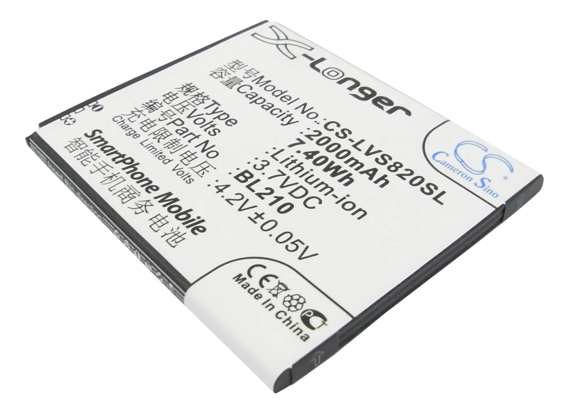 Аккумулятор Cameron Sino BL210 на 2000 мАч для Lenovo A656 A658T A750e A766 A770E S650 S658t S820 S820e|battery bl210|2000mah