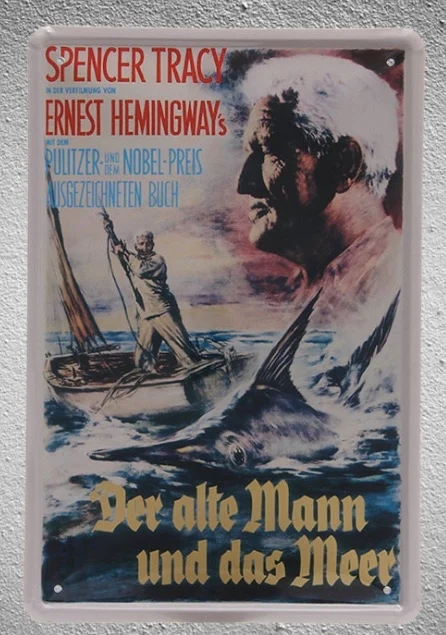 

1 piece Movie Spencer tracy Fishing The Old Man and the Sea Tin Plate Sign wall cave Decoration Art Poster metal vintage home