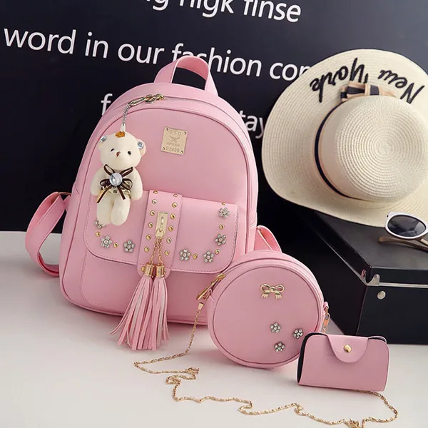 VIP Ссылка для Модный искусственный Рюкзак пеленки мешок 3 шт./компл - Цвет: pink 2